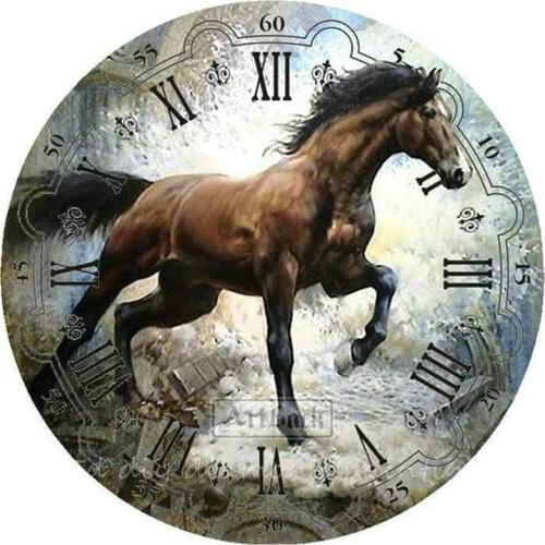 Horse wall clock icon 5d diy diamond painting animal 3d full square mosaic diamond embroidery decorative clock sticker