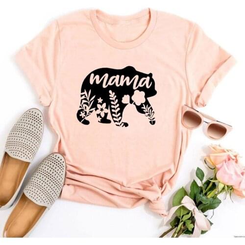 Mama Bear Shirts Women Summer Plus Size Floral Mama Bear Tops Casual Letter Vintage Plus Fashion 2021 Flower Shirt