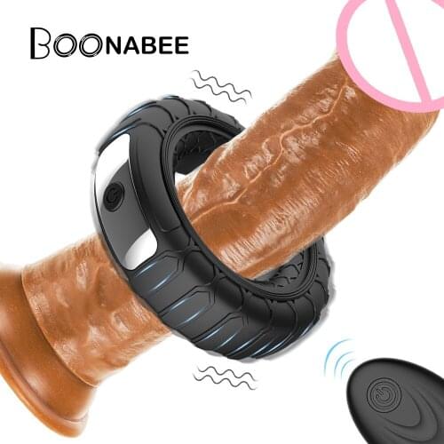 Silicone Vibrating Ring Penis for Men Delay Ejaculation Remote Control Cock Rings Vibrator Dick Erection Sex Toys for Adults Gay