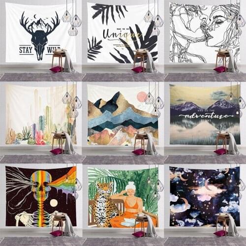 Nordic Peach Skin Tapestry Wall Hanging Tropical Mountain Skeleton Tiger Wall Tapestry Wall Carpet Table Cloth