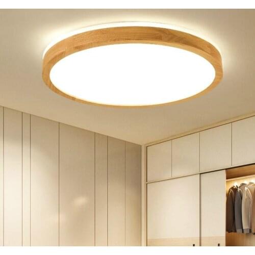 LED Ceiling Light Wood Round Square for Living Room Bedroom Indoor Lighting Fixture Surface Mounted Lamp Remote WY513