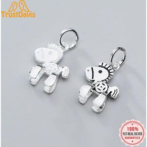 TrustDavis Real 925 Sterling Silver Fashion 2021 Sweet Horse Charm Pendant Handmade DIY Accessories Jewelry Wholesale D153