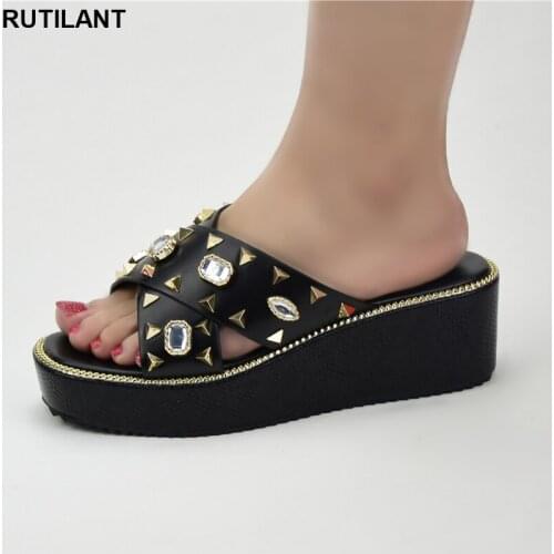 Latest Design African Women Wedding Shoes with Rhinestone Open Toe Pumps Wedding Shoes for Women Bride Wedding Sandals Bridal