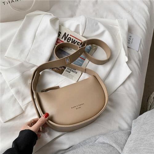 Spring Semicircle Saddle Crossbody Bags For Women Designer Brand Half Moon PU Leather Female Shoulder Bags Trends 2021