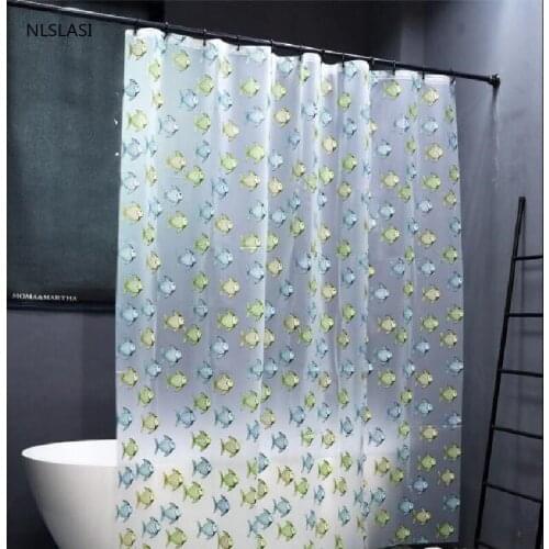 1pc Cartoon Tropical Fish Printed Bathroom Accessories Curtain Home Decor EVA Waterproof Shower Curtain with Hook Curtains