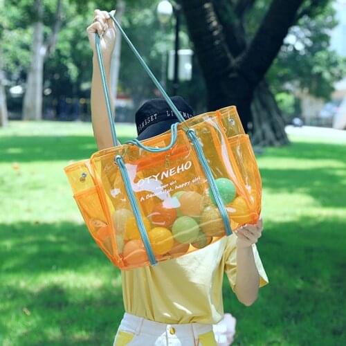 2021 One-Shoulder Transparent Bag Women Fashion Jelly Beach Bag Summer PVC Waterproof Large-Capacity Portable Tote Bag