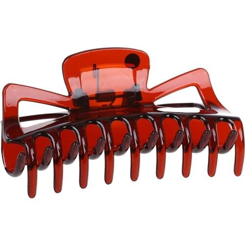 Woman Brown Plastic Bath Hairclip Hair Clamp Claw Barrette