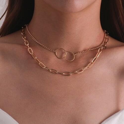 Vintage Multilayer Circle Coin Choker Necklace for Women Boho Chunky Thick Link Clavicle Necklace Female 2020 Fashion Jewelry