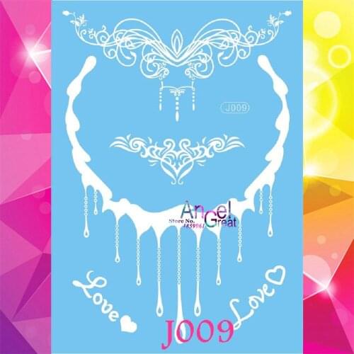 1PC Original Designs White Henna Temporary Tattoo Stickers Pendant Choker AJ09 Queen Crown Lace Love Letter Tattoo tatouage taty