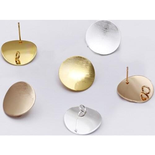 50pcs 20mm Metal Stud Earrings With a Loop Gold Silver Color Round Earrings DIY Accessories For Jewelry Making