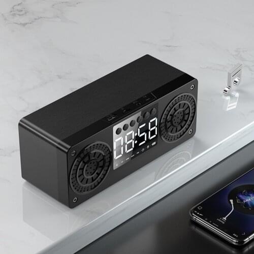A10 Bluetooth Portable Wireless Speakers BT5.0 Subwoofer Music Player LED Time Snooze Alarm Clock for Smart Phone Tablet PC