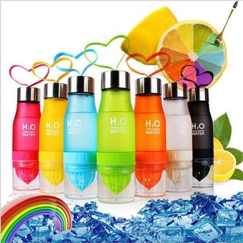 650ml H2O Drink More Water Squeezed Juice Lemon Juice Water Bottle Fruit Infuser Drinkware for Outdoor Sports My Shaker Bottle