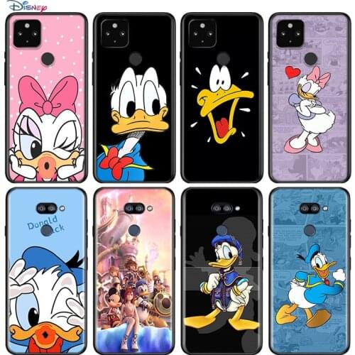 Cartoon Donald Duck For Google Pixel 5 4 4A XL Shell For LG Q60 V60 V50 V50S V40 V35 V30 5G Black Soft Phone Case