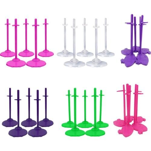 5 Pcs Doll Stands Display Supporting Waist Model Pink Purple Holder for Barbie Doll for Monster High Doll Accessories Kids Toy