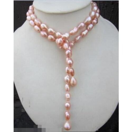 Elegant 11-12mm south sea baroque gold pinkpearl necklace 42inch