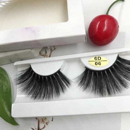 Faux Mink Eyelashes Fluffy 25mm 6D Lashes with Free Marble Packaging Handmade False Eyelashes