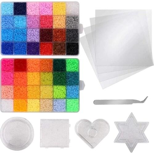 JINLETONG 26,000pcs Fuse Beads Kit 48 Colors 2.6mm(0.1inch) Mini Hama Beads 4 Pegboards 4 Ironing Paper 1 Tweezers Birthday Gift