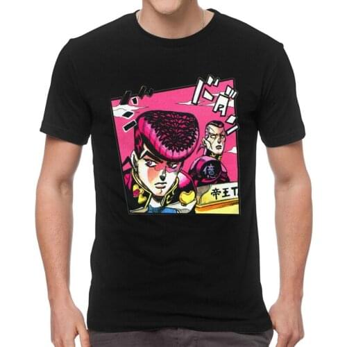 Josuke And Okuyasu T-shirt Mens Harajuku T Shirt Short Sleeve 100% Cotton Jojos Bizarre Adventure Tshirt Unique Tee Tops