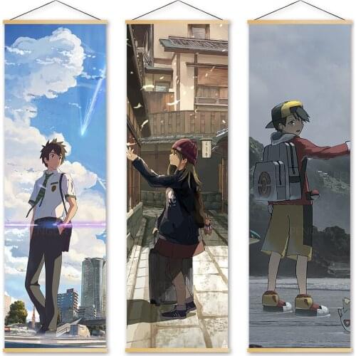 Canvas Print Painting Your Name Wall Art Picture Summer Poster Home Decor Animation Character Solid Wood Hanging Scrolls Bedroom