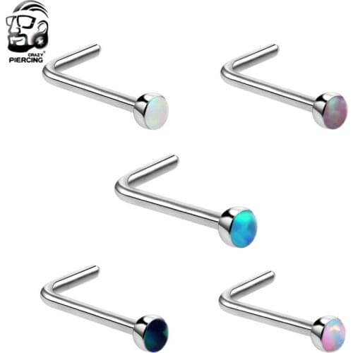 1 PC G23 Titanium Nose Rings With Flat Crystal Ball Pircing Nose Ombligo Nose Piercing Septo Rings Body Jewelry