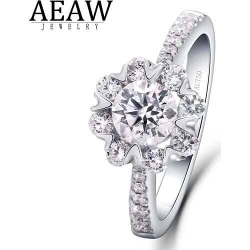 100% Natural Real Diamond Engagement Ring Main 0.5ct 5mm Solid Real 10K White White Gold Unique Gift For Women Certificated