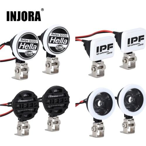 Round/Square Headlight LED Spotlight with Bracket for 1:10 RC Crawler Car Traxxas TRX-4 TRX6 SCX10 90046 Redcat Gen8