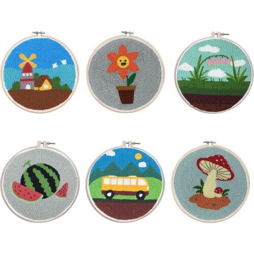 DIY Rug Hooking Kits for Beginners Punch Needle Starter Kit Wool DIY Rug Punch Kit with Punch Needle Embroidery Frame