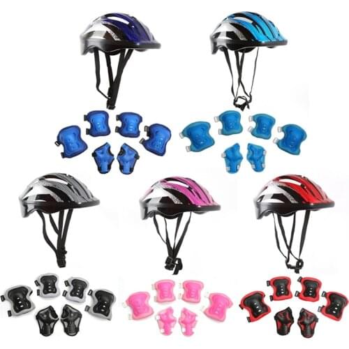 7pcs/set Skateboard Ice Roller Skating Protective Helmet Gear Elbow Pads Wrist Guard Cycling Riding Knee Protector for Kids
