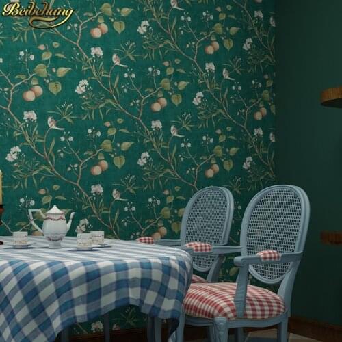 Beibehang American retro apple tree wallpapers for living room bedroom TV background garden flowers bird wallpaper for kids room