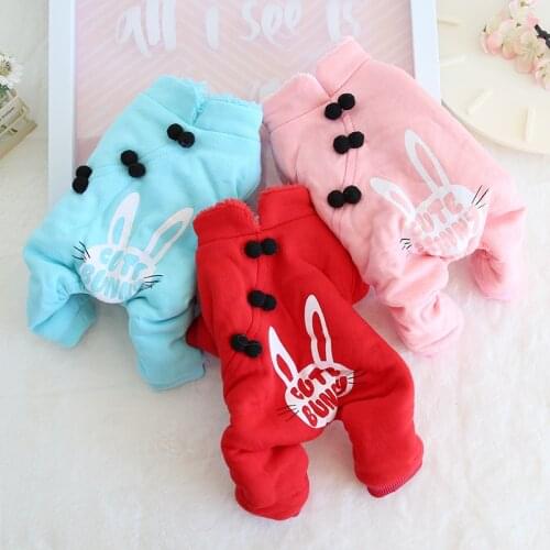 Rabbit Pet Dog Clothes Winter Warm Dog Rompers Jumpsuits Dog Pajamas Thick Coats Jacket Clothing For Dogs Cat Teddy Chihuahua