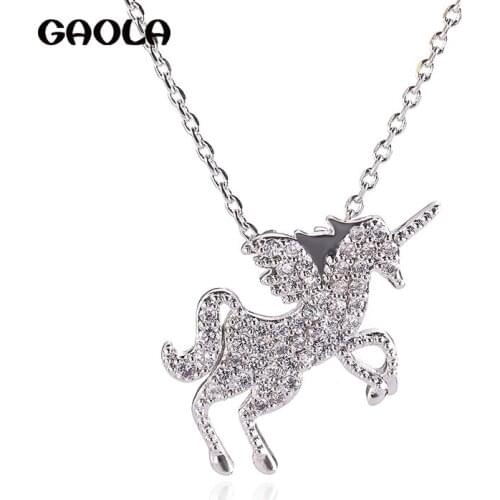 GAOLA Horse Necklace Pendant Running Horse Necklace Ladies Cubic Zirconia Jewelry Accessories GLD1365