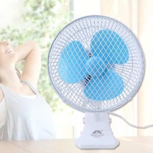 AC 220V 30W Quiet 2-Speed 9.4-inch Oscillating Table Fan Clip On Fan with 150cm Cable US Plug On Off Switch