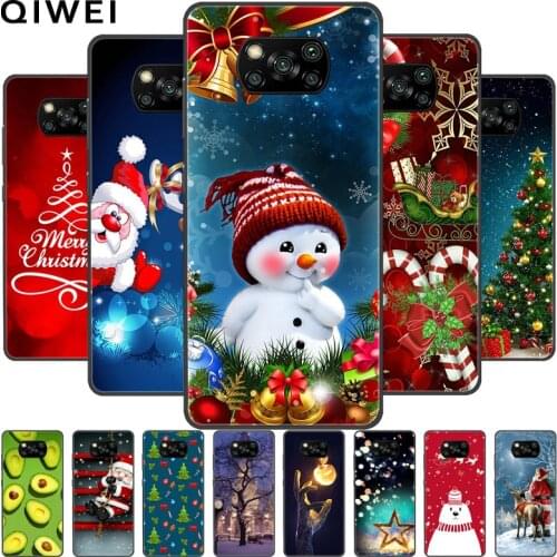 Christmas Case For Xiaomi Poco X3 NFC Covers Soft Silicone Phone Cases For Xiaomi POCO X3 Pro X 3 X3Pro Back Cover Black Bumper