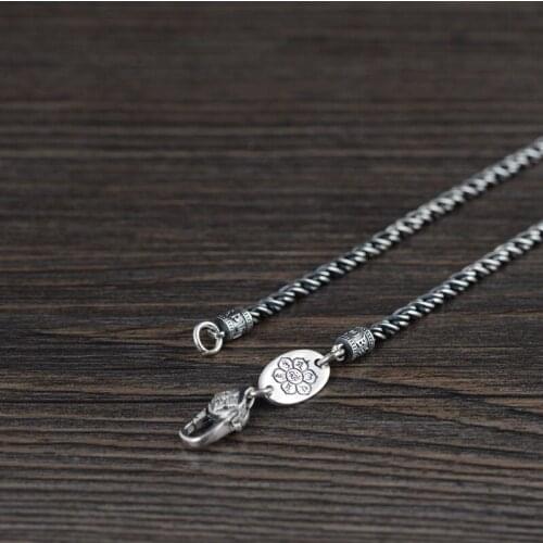 S925 Silver Thai Silver Retro To Do The Old Men And Women Cukuang Hemp Rope Chain Wholesale Silver Necklace Water Ripples