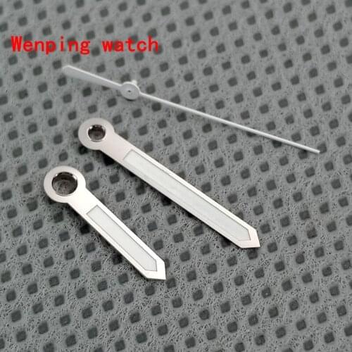 13.6mm x 13.4mm x9mm Watch hands white needles with silver edge green luminous fit MIYOTA 8215 821A 2813/3804 Movement P924