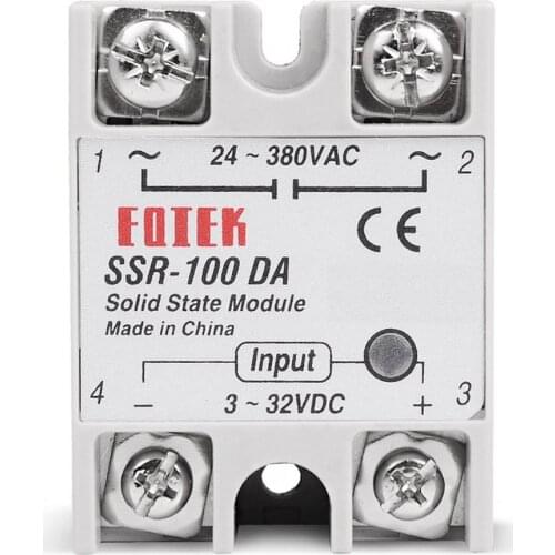 Solid State Relay DC-AC 10A 25A 40A 60A 80A 100A 12V 3-32V DC TO 220V 24-380V AC Load Single Phase SSR for Temperature Control