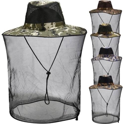 Outdoor Mosquito Resistance Hat Bug Bee Insect Net Mesh Head Face Protector Cap for home use products #C