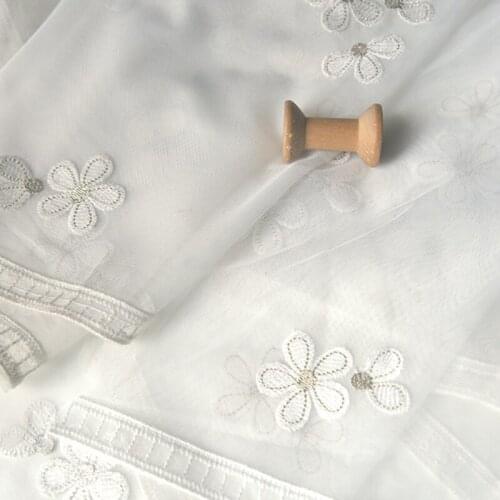 High quality mesh fabric White five petal sewing DIY Dress Blouse lining creative dress top fabrics