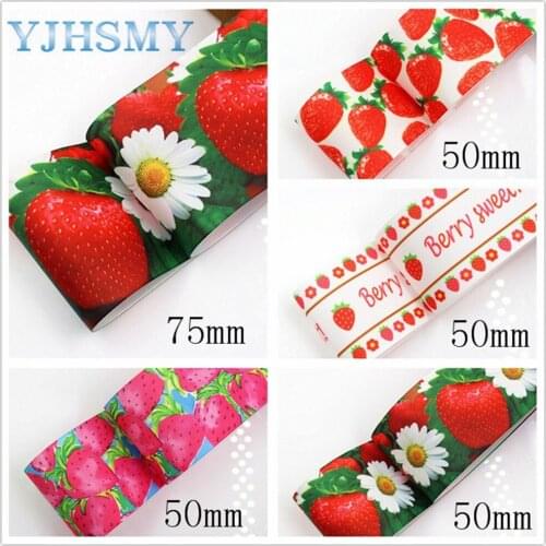 YJHSMY 183178 10 yards 50 mm fruit Strawberry Series ribbon thermal transfer lattice wedding accessories DIY handmade materials