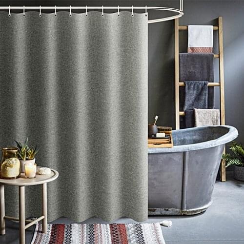 Gray solid color shower curtain bathroom curtain Imitation linen shower curtain Waterproof mildew thickening shower curtain D40