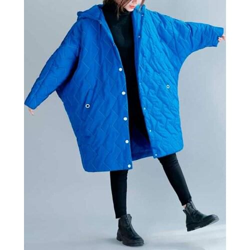 Women 2020 Winter Bomber Jacket Coat Oversized Bat Sleeve Cotton Clothing Parkas Mujer Solid Loose Thickening Warm Hoodies Coat