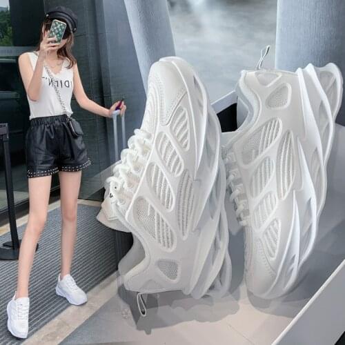 2021 Summer Womens White Chunky Sneakers Women Shoes Sneakers Women Mesh Breathable Running Shoes Comfortable Vulcanized Shoes
