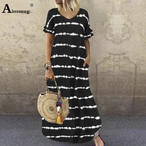 Plus size 4xl 5xl Women Elegant Long Dress Butterfly Sleeve Patchwork Striped Print Party Dresses Ladies Casual Loose Maxi Dress