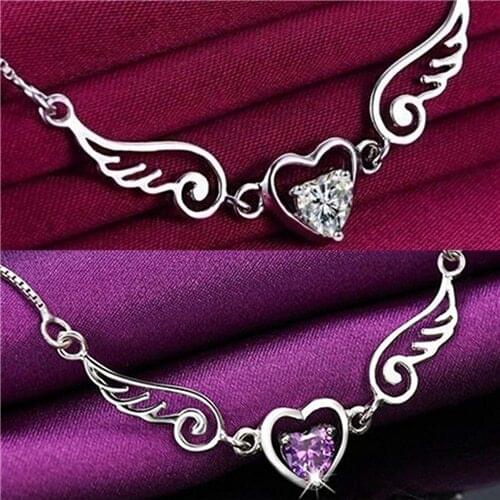 Female Necklace Necklace Dream Angel Wings of Love Heart girls present Fantasy romance gift