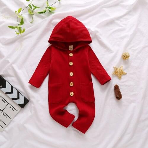 Winter Knitted Newborn Baby Jumper Girls Boys Clothes Long Sleeve Romper Pants Babysuit 6 12 18 Month Split Open-seat Pants Open