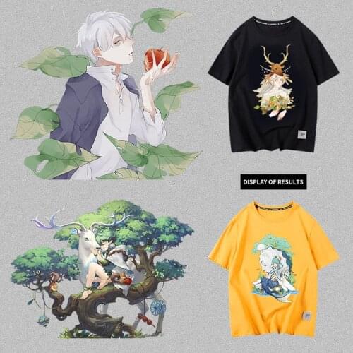 1PCS Japanese beautiful boy anime iron on patches for clothes Beautiful girl heat transfer stickers stripes appliques