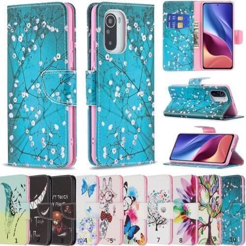 10pcs/lot Printed Patterns Flip Phone Case For Xiaomi 11i Poco F3 For Redmi K40 Pro Wallet Case +Stand Holder