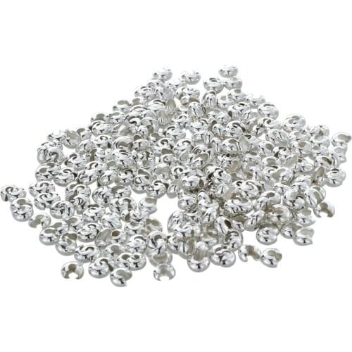300 Silver-color Plated Metal Knot Crimp Covers Beads 0.16" HOT