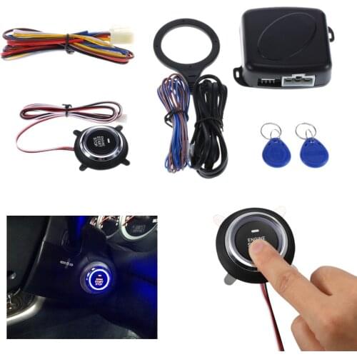 12V Auto Car Alarm One Start Stop Button Engine Start Push RFID Lock Ignition Switch Keyless Entry Anti-theft System