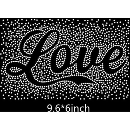Big love letter stickers flatback hot fix rhinestone designs iron on transfer fixing rhinestones strass iron design stone